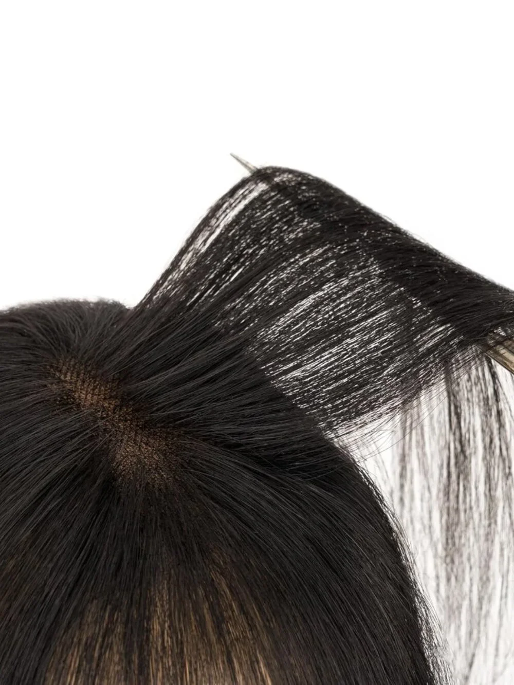 NEW SEGO Human Hair Topper Wispy Bangs Hand Tied Pieces 1B Natural Wig Thinning